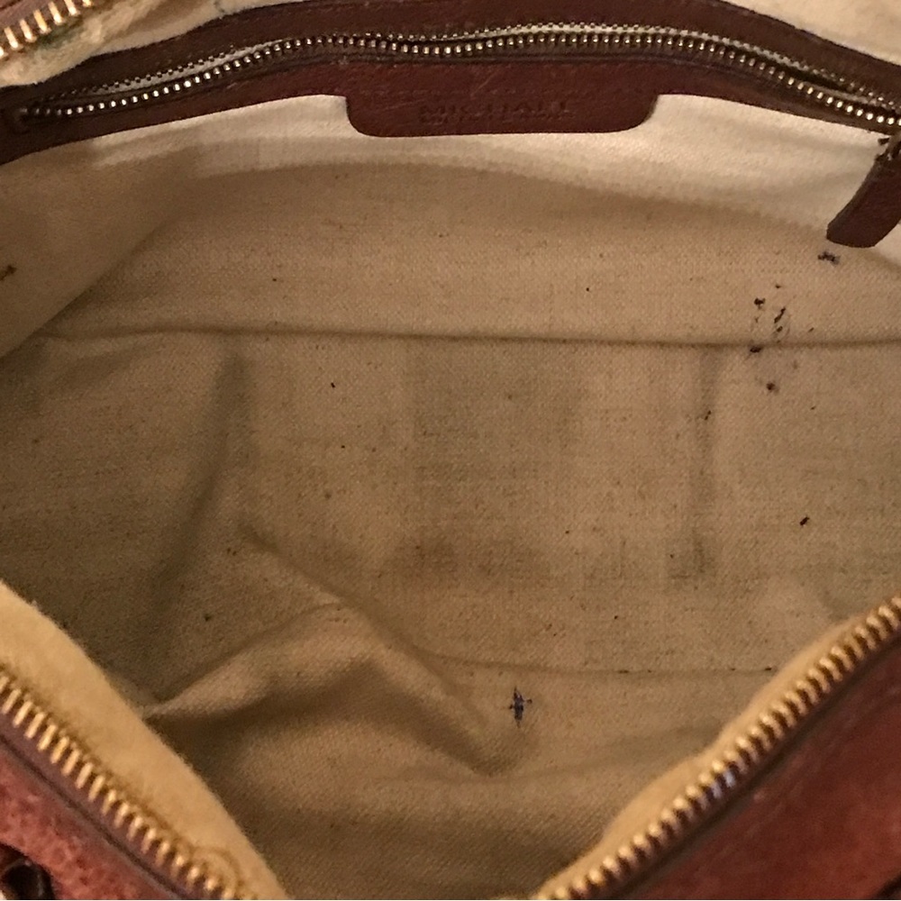 MICHAEL Michael Kors Brown Leather Pebbled Texture Satchel Bag - Picture 9 of 10